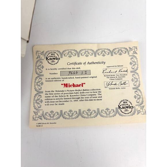 VTG Porcelain Doll Michael By Yolanda Bello Knowles China Company 1991 - Picture 8 of 16